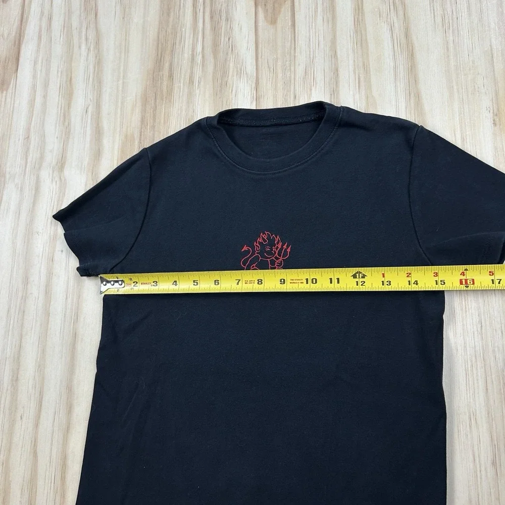 John Galt Women's Medium Black Heavyweight Fitted Baby Tee Devil Graphic Y2K